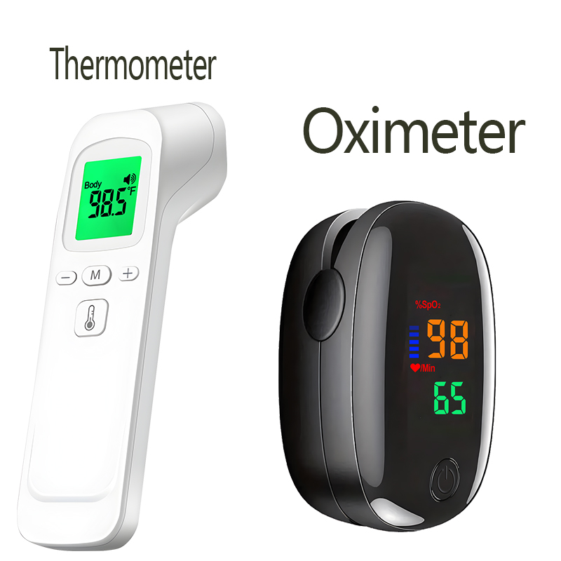 Digital Thermometer Infrared - เครื่องวัดอุณหภูมิหน้าผากแบบอินฟราเรดไม่สัมผัส วัดอุณหภูมิเป็นเซลเซียสและฟาเรนไฮต์ แบบมือถือ อิเล็กทรอนิกส์ ปืนวัดอุณหภูมิอินฟราเรด เครื่องวัดออกซิเจนในเลือดแบบปลายนิ้วสำหรับการแพทย์