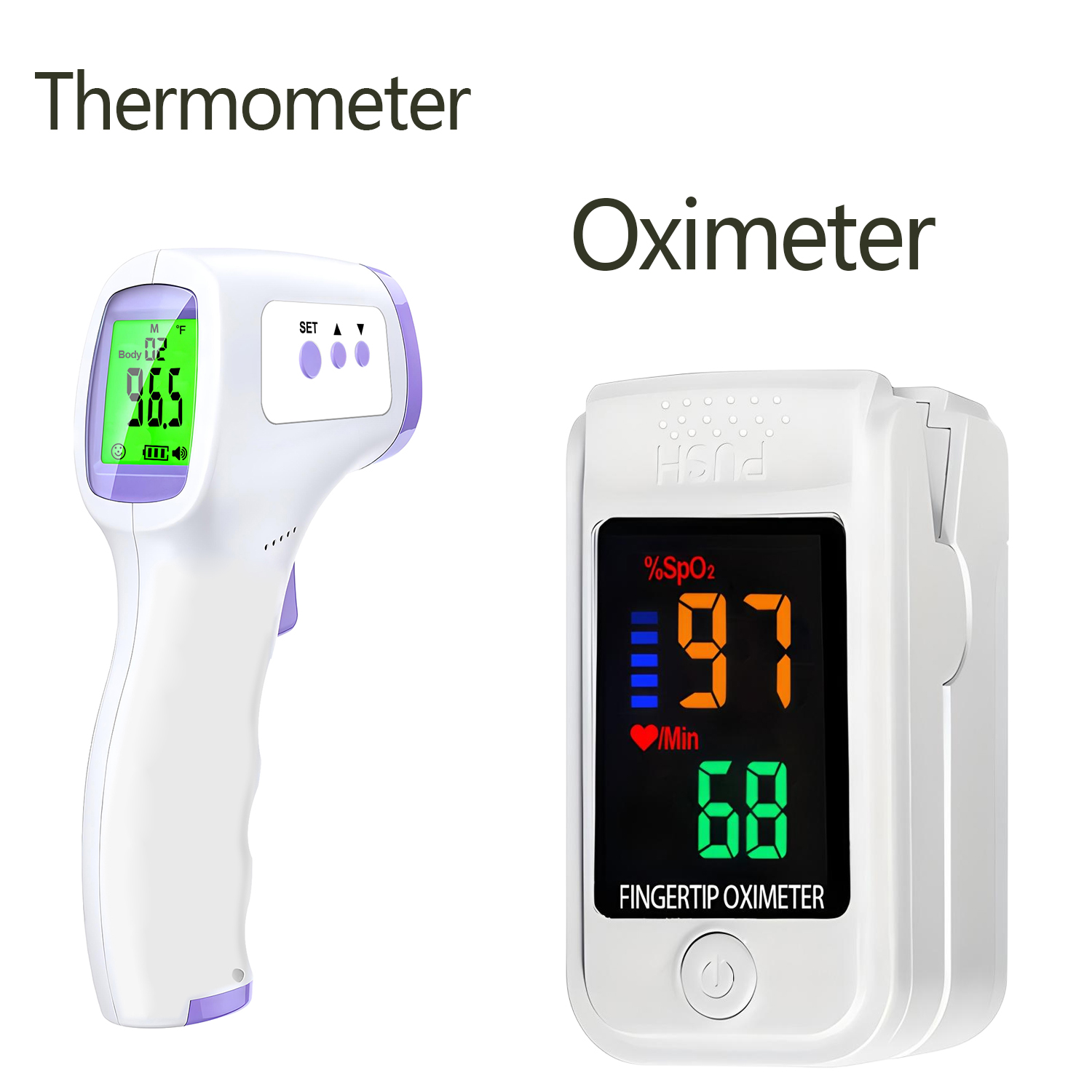 Digital Thermometer Infrared - เครื่องวัดอุณหภูมิหน้าผากแบบดิจิตอลอินฟราเรดแบบไม่สัมผัส หรือเครื่องวัดออกซิเจนในเลือดแบบวัดที่นิ้ว