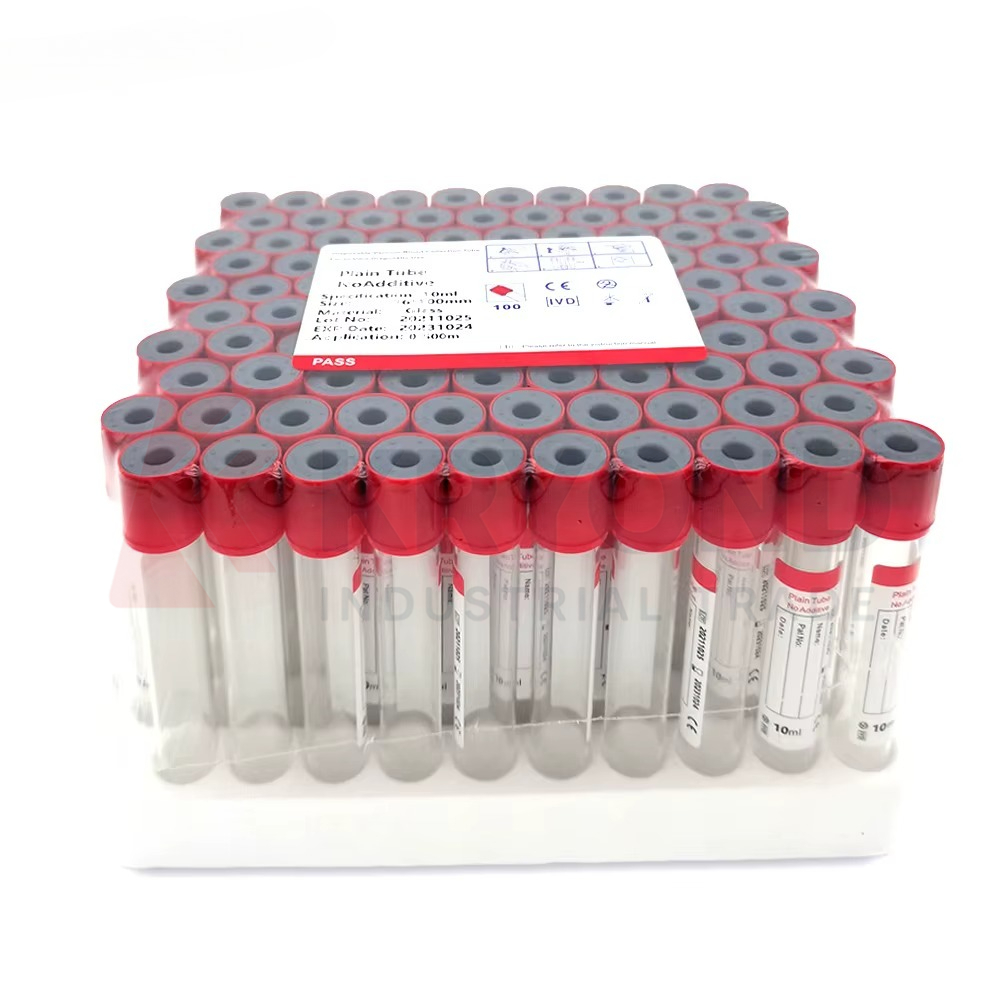Blood Collection Tube - หลอดเก็บเลือดสุญญากาศพลาสติกธรรมดา ไม่มีสารเติมแต่ง 100 ชิ้น หลอดตรวจเลือดธรรมดา ขนาด