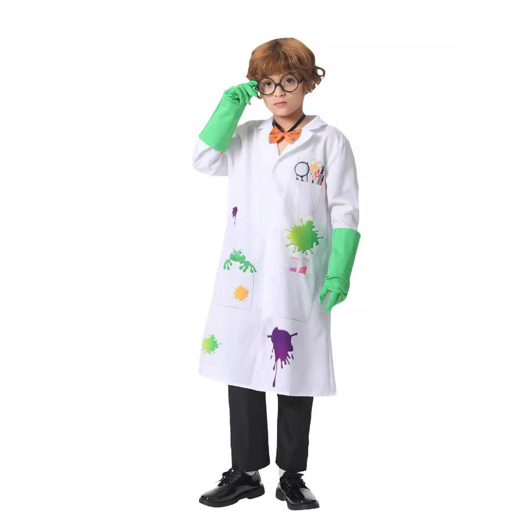 Medical Lab Day - ชุดนักวิทยาศาสตร์วันฮาโลวีนสำหรับเด็ก ชุดคลุมขาวสำหรับการแสดงบนเวที