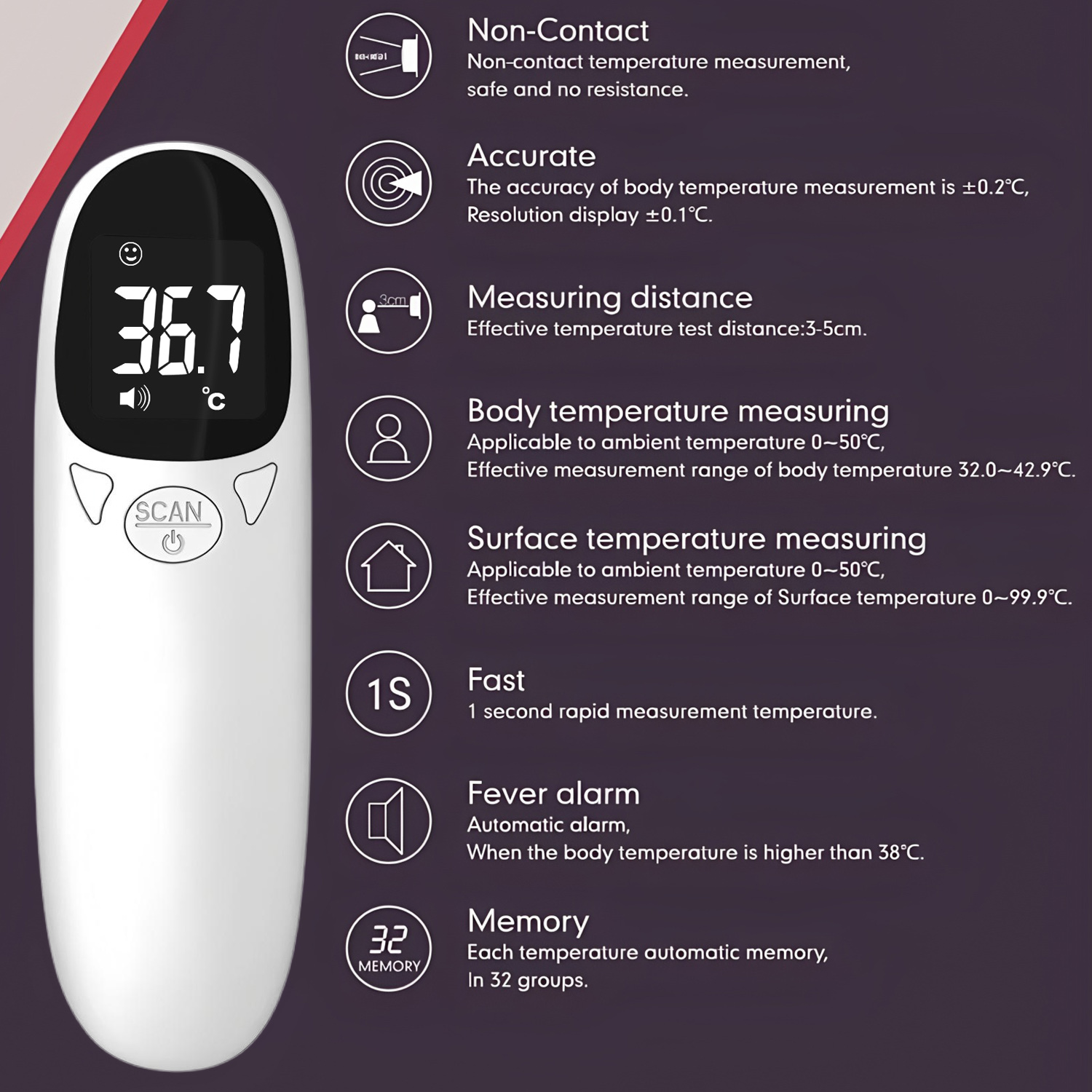 เครื่องวัดอุณหภูมิอินฟราเรดทาง - Digital Thermometer Infrared บทวิจารณ์และราคา
